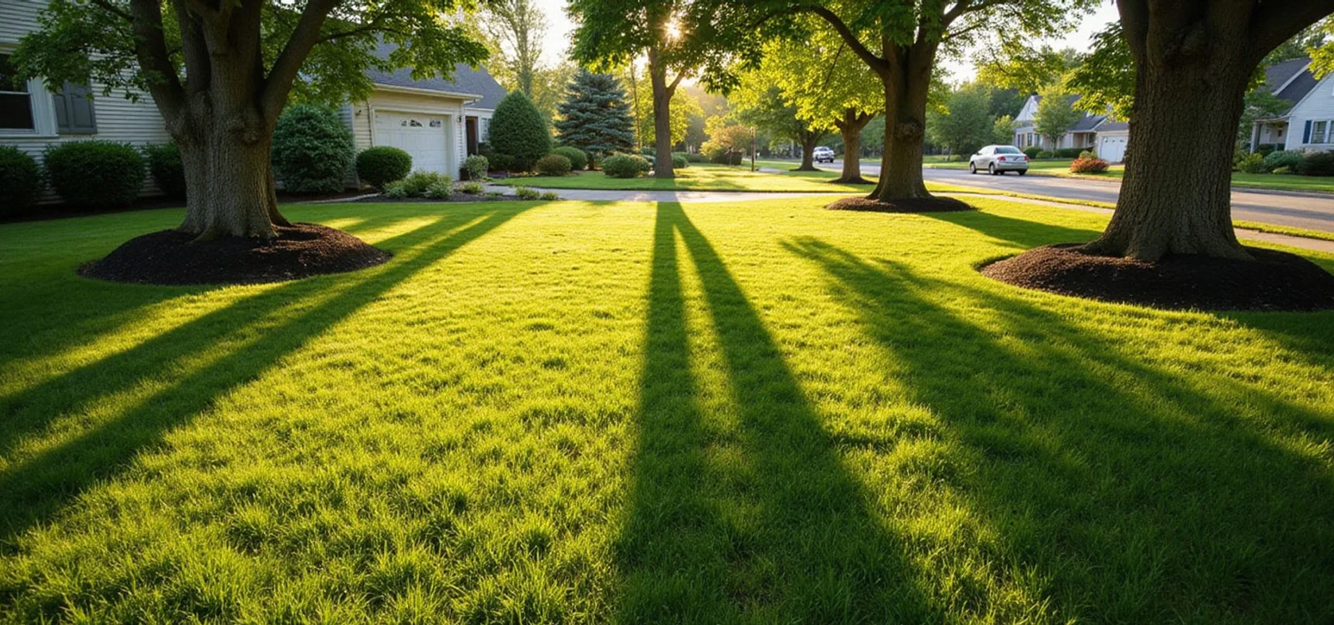 Manicured residential lawn in Newington, CT maintained by Newington Landscaping Pros